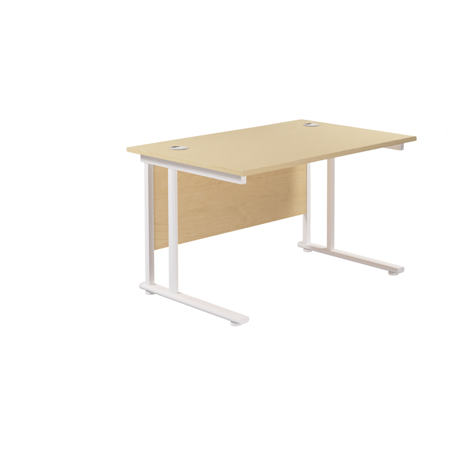 Rectangular Workstation 800mm Deep - W1200 - White Frame - Maple