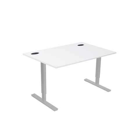 Electric Height Adjustable Desk - 1400mm - Silver Frame - White