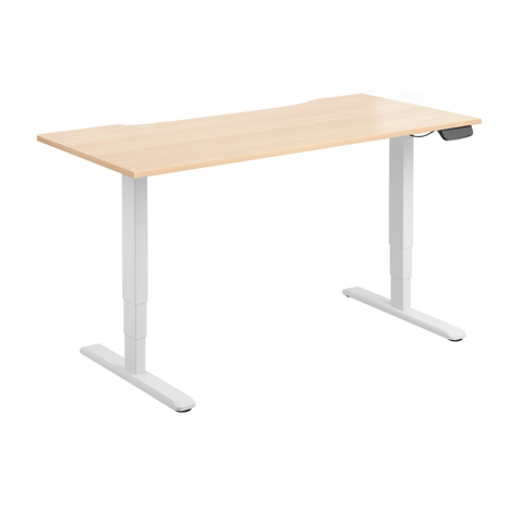 Electric Sit-Stand Desk with Dual Motors - 1600 - White Frame - Maple