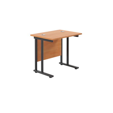 Rectangular Workstation 600mm Deep - W800 - Black Frame - Beech
