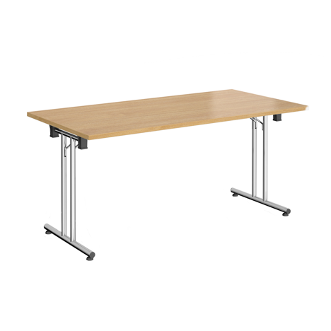 Rectangular Folding Leg Table - 1600 - Chrome - Oak