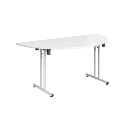 Semi Circular Folding Leg Table - 1600mm - Whiter Frame - White