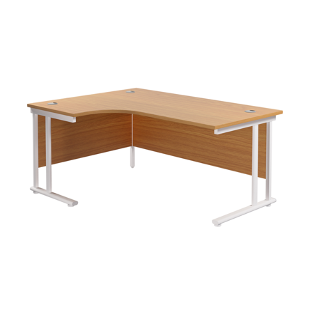 Twin Upright Radial Desk - Left Hand - 1600 - White Frame - Nova Oak