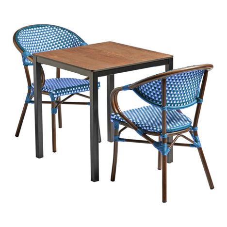 Panda Dining Set - Blue & White Weave Armchairs + Extrema Copper Textured 4 Leg Dining Table