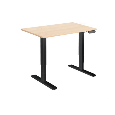 Electric Sit-Stand Desk with Dual Motors - 1200 - Black Frame - Maple
