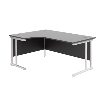 Twin Upright Radial Desk - Left Hand - 1600 - White Frame - Black