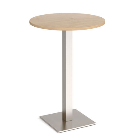 Brescia Circular Poseur Table - 800mm - Brushed Steel Frame - Kendal Oak