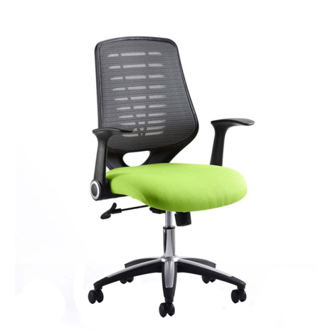 Relay Task Operator Chair Airmesh Silver Back - Myrrh Green Seat With Arms