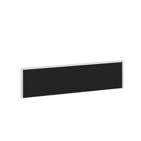 Straight Fabric Desktop Screen with White Aluminium Frame - 1400mm - Charcoal