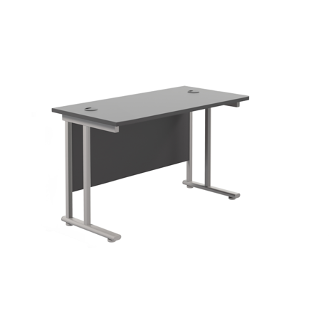 Rectangular Workstation 600mm Deep - W1200 - Silver Frame - Black