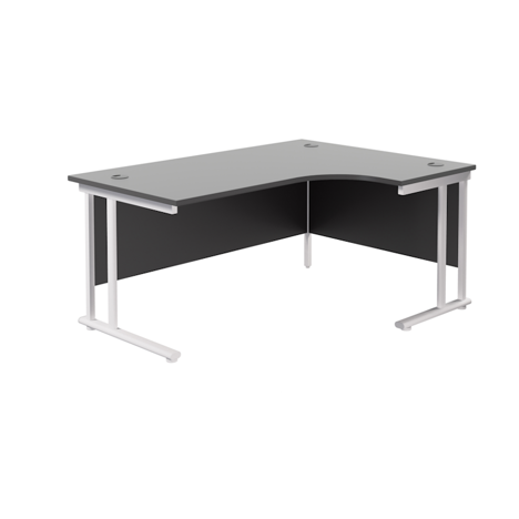 Twin Upright Radial Desk - Right Hand - 1600 - White Frame - Black