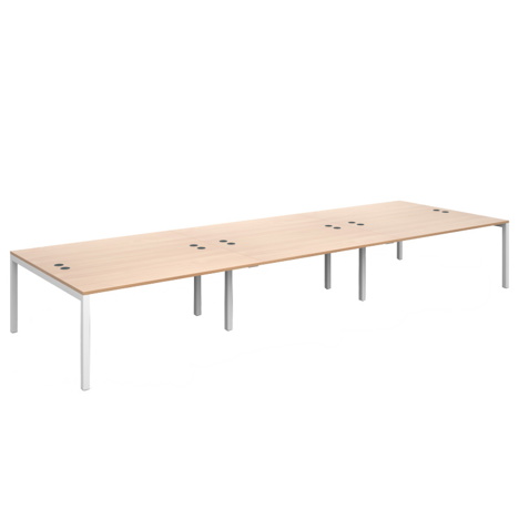 Connex Triple Back to Back Desks - 4800 - White Frame - Beech