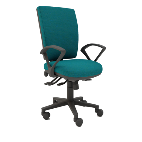 Multi-Functional Squared Back Task Chair - Fixed Arms - Black Base.