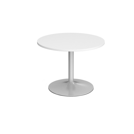 Trumpet Base Circular Boardroom Table - 1000 - Silver - White