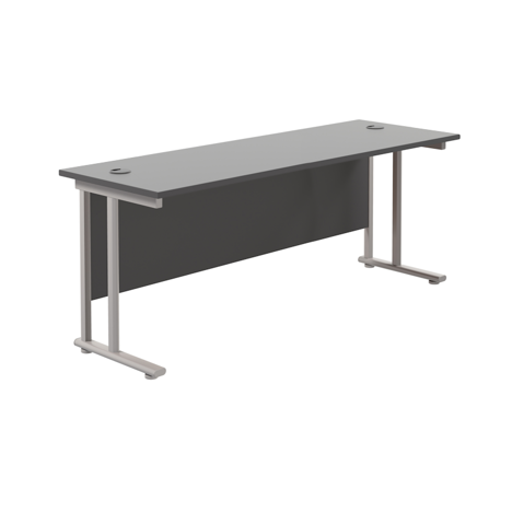 Rectangular Workstation 600mm Deep - W1800 - Silver Frame - Black