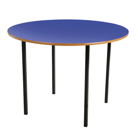 Round Classroom Table - Black Legs - Blue