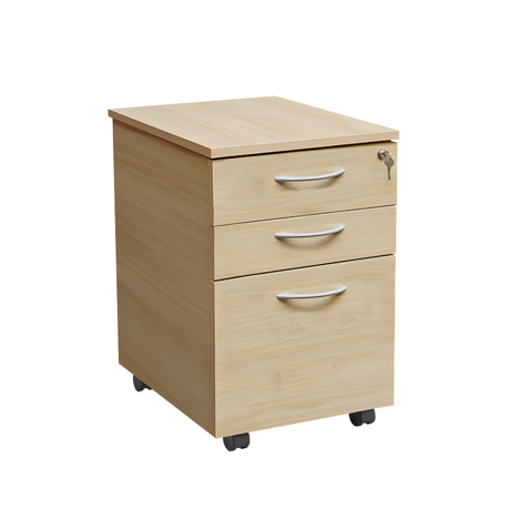 Tall Under Desk Mobile Pedestal - Oak