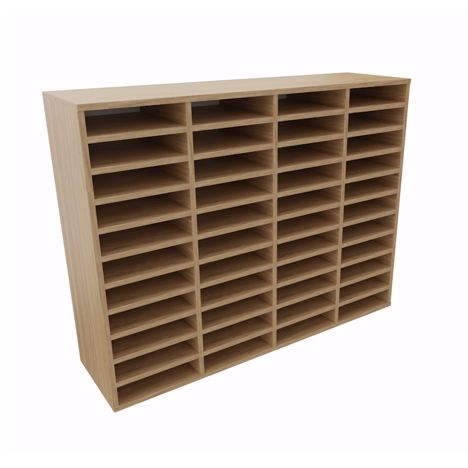 Pigeon Hole Unit - 4 Bay Wide - 44 Compartment -Beech