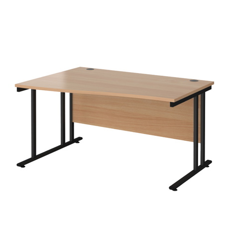 Wave Cantilever Workstation - 1400 - Left Hand - Black - Beech