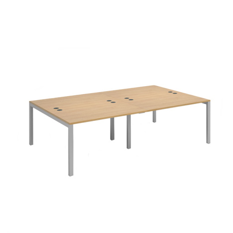 Connex Double Back to Back Desks - 2400 - Silver Frame - Oak