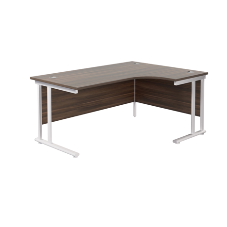 Twin Upright Radial Desk - Right Hand - 1600 - White Frame - Grey Oak