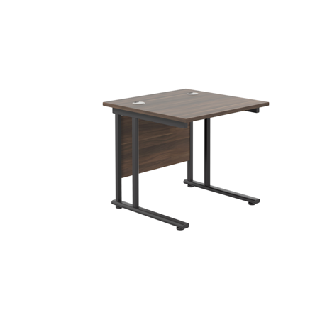 Rectangular Workstation 800mm Deep - W800 - Black Frame - Dark Walnut