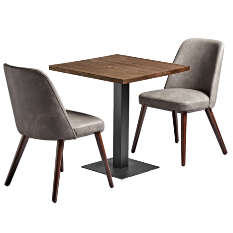 Aztec Dining Set - Faux Leather - Steel Grey Vintage Elegance + BOSTON Sleek Base - Black Large Squa