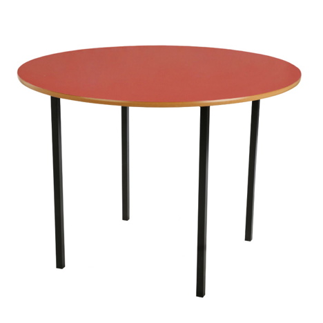 Round Classroom Table - Black Legs - Red