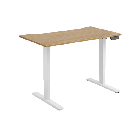 Electric Sit-Stand Desk with Dual Motors - 1400 - White Frame - Oak