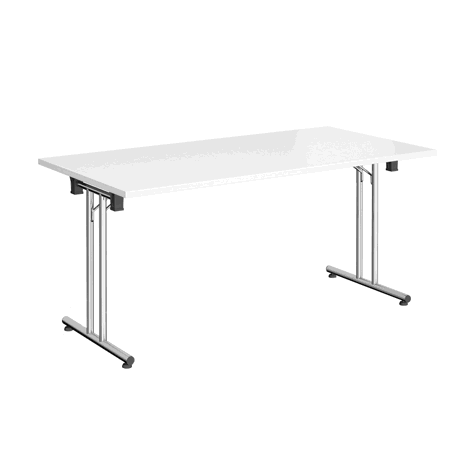 Rectangular Folding Leg Table - 1600 - Chrome - White