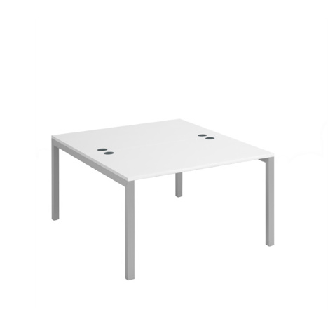 Connex Back to Back Desks - 1200 - Silver Frame - White