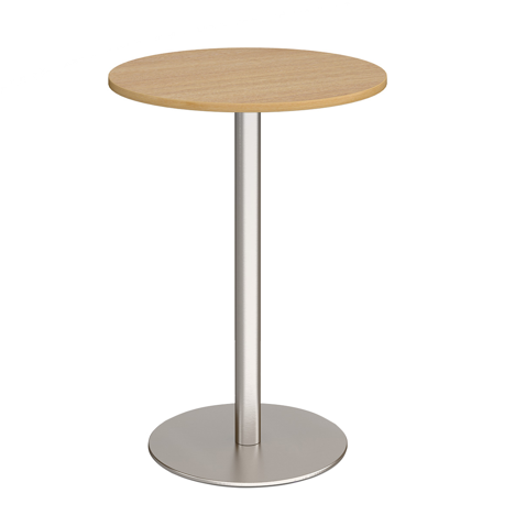 Monza Circular Poseur Table - Brushed Steel - Oak