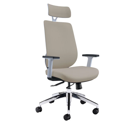 Maldini High Back Office Chair - Beige - White