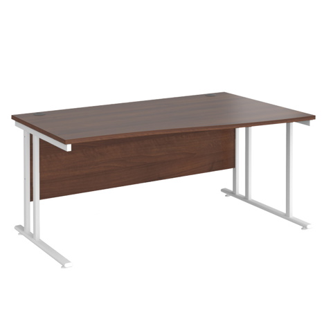Wave Cantilever Workstation - 1600 - Right Hand - White - Walnut