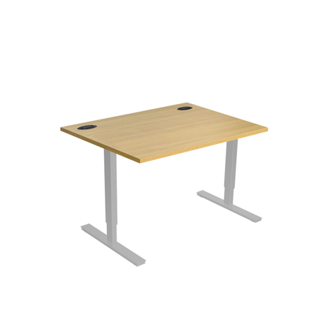 Electric Height Adjustable Desk - 1200mm - Silver Frame - Light Oak