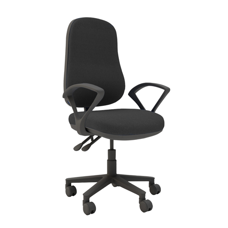 Ergo High Back Operator Chair - Fixed Arms - Black