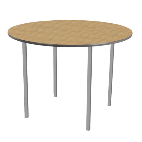 Round Classroom Table - Silver Legs - Oak
