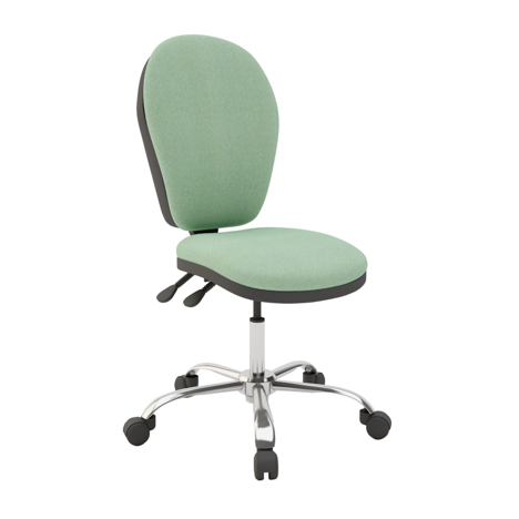 Round High Back Operator Chair - Chrome Base - No Arms