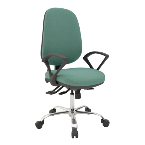 Multi-functional High Back Task Chair - Chrome Base - Fixed Arms