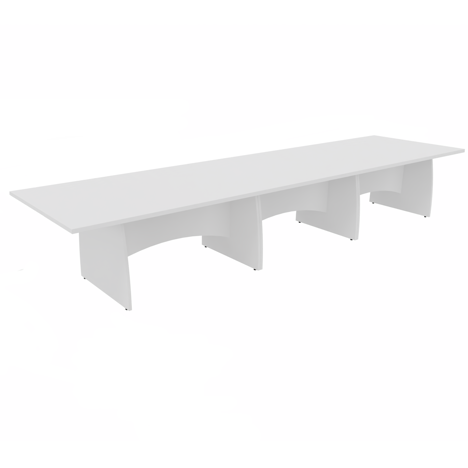Platinum Range - Rectangular Conference Tables with Shaped Modesty Panel & Legs - 4500mm - White