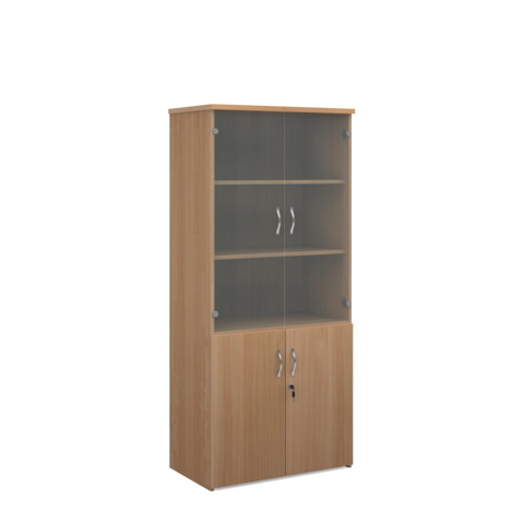 Combination Display Cupboards with Glass Upper Doors - 1790mm High - Four Shelves - Beech