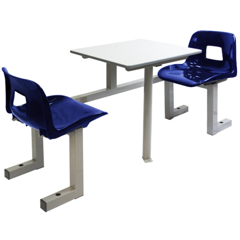 Fastfood Seating - Two Seats - Single Entry - Blue Seats