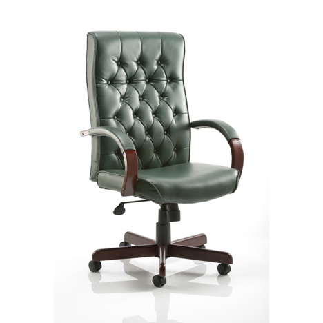 Chesterfield Leather Executive Chair - Green Leather
