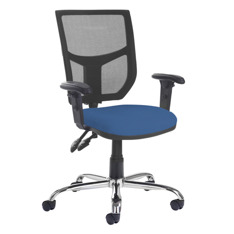 Altino Mesh Back Operator Chair - Chrome Base - No Arms - Blue
