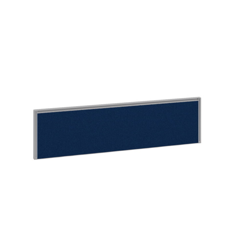 Straight Fabric Desktop Screen with Silver Aluminium Frame - 1400mm - Blue