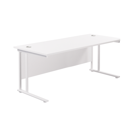 Rectangular Workstation 800mm Deep - W1800 - White Frame - White