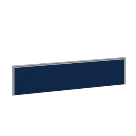 Straight Fabric Desktop Screen with Silver Aluminium Frame - 1600mm - Blue