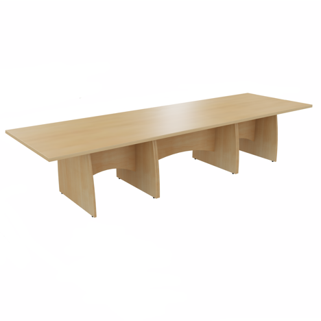 Platinum Range - Rectangular Conference Tables with Shaped Modesty Panel & Legs - 3600mm - Oak