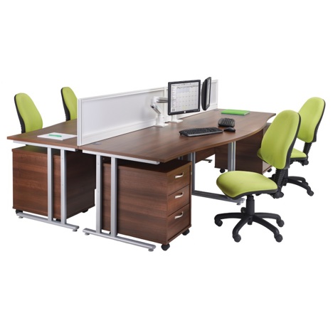 Straight Desk with Three Drawer Pedestals
