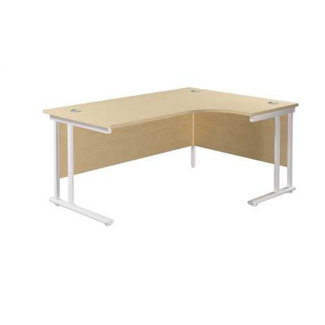 Twin Upright Radial Desk - Right Hand - 1600 - White Frame - Maple